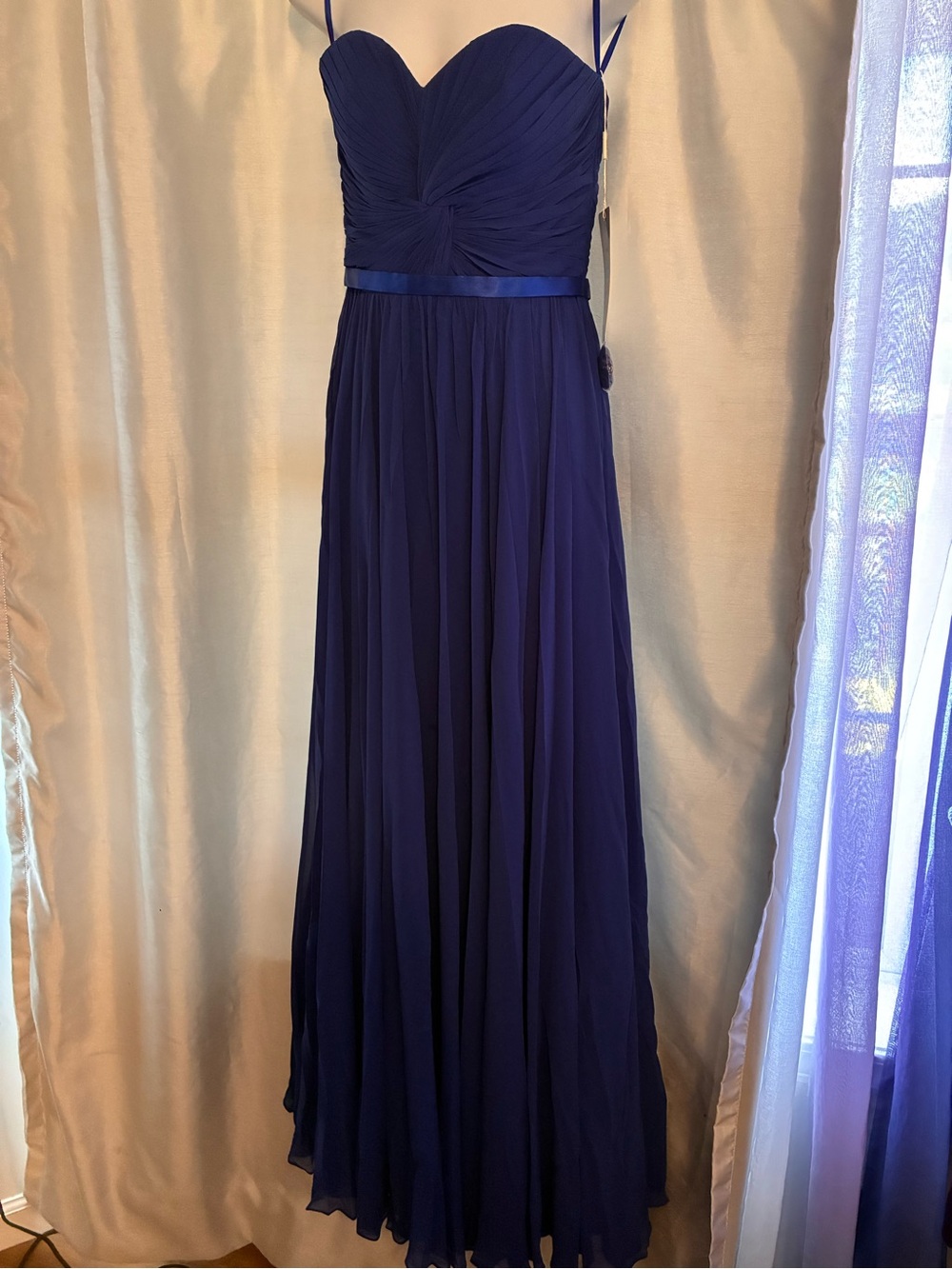 Lux Deep Blue Sweetheart Chiffon Prom Gown